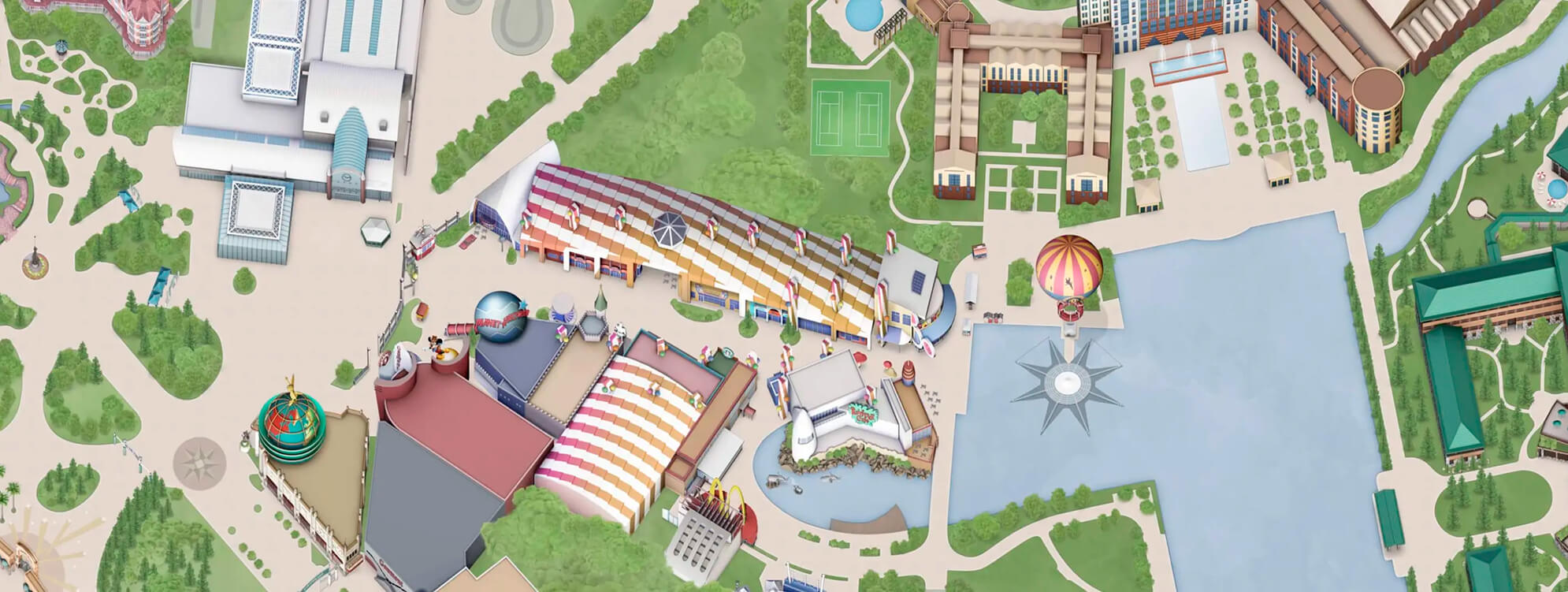 Mapa Disney Village, Disneyland Paris.